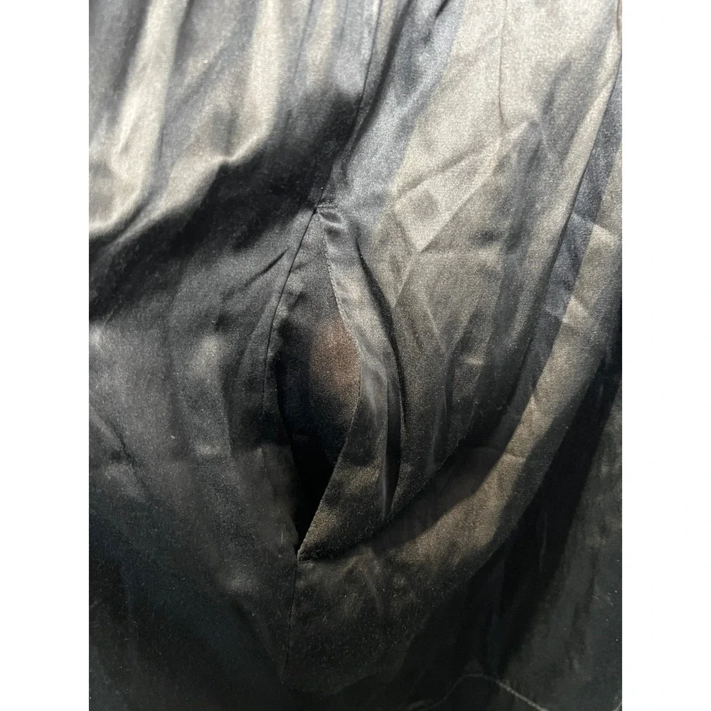 Club Monaco Black‎ Silk Blend Satin Mini Dress Pockets Size 10 Cocktail Y2K